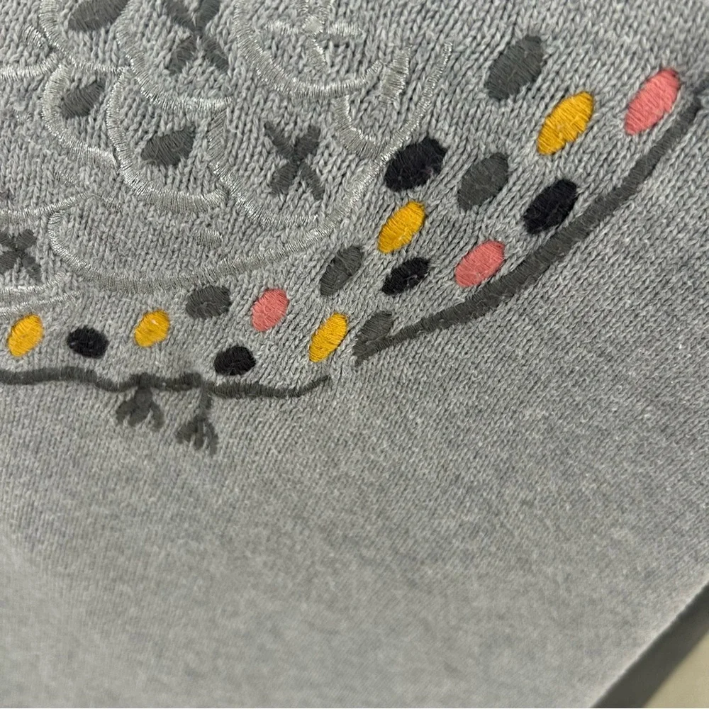 Gymboree Girls Dress Gray/Yellow Knit Cotton Owl Sweater Size 7 Spring